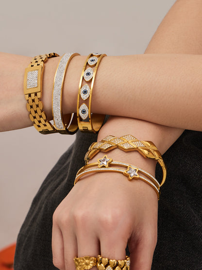 316L Stainless Steel French Chic Paved Zircon Bracelet Set - Image 5