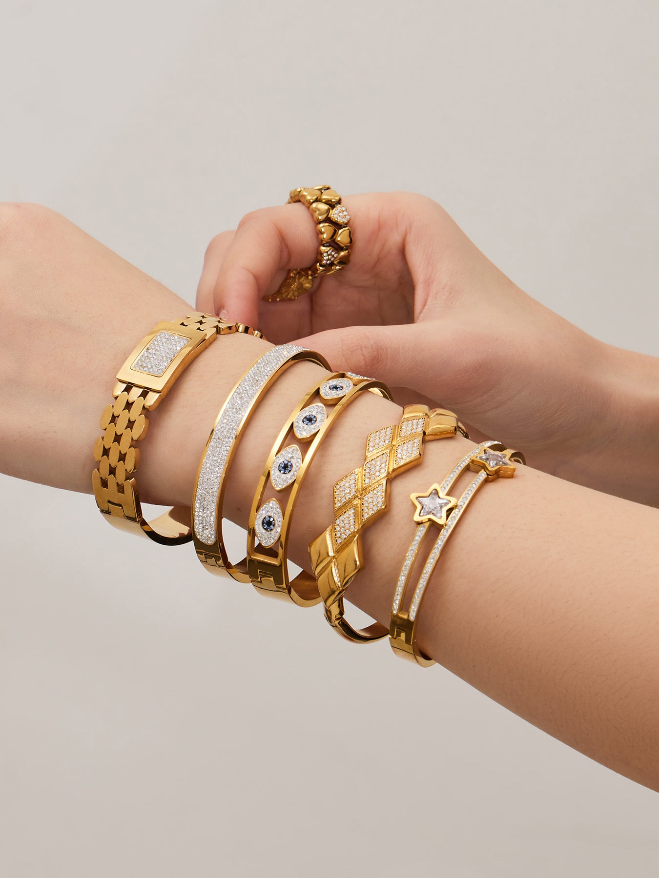 316L Stainless Steel French Chic Paved Zircon Bracelet Set - Image 8