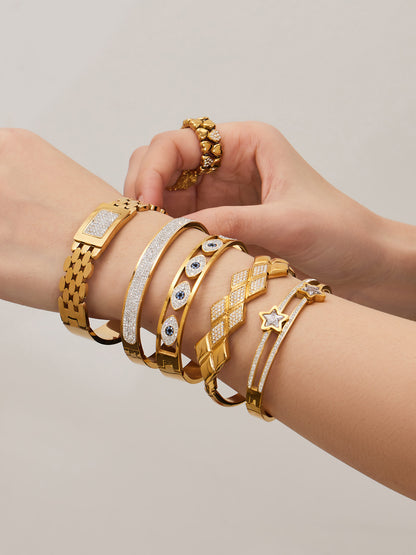 316L Stainless Steel French Chic Paved Zircon Bracelet Set - Image 8