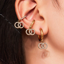 316L Stainless Steel French Chic Sparkling Zircon Double Hoop Drop Earrings - Image 12