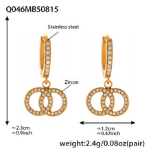 316L Stainless Steel French Chic Sparkling Zircon Double Hoop Drop Earrings - Image 2