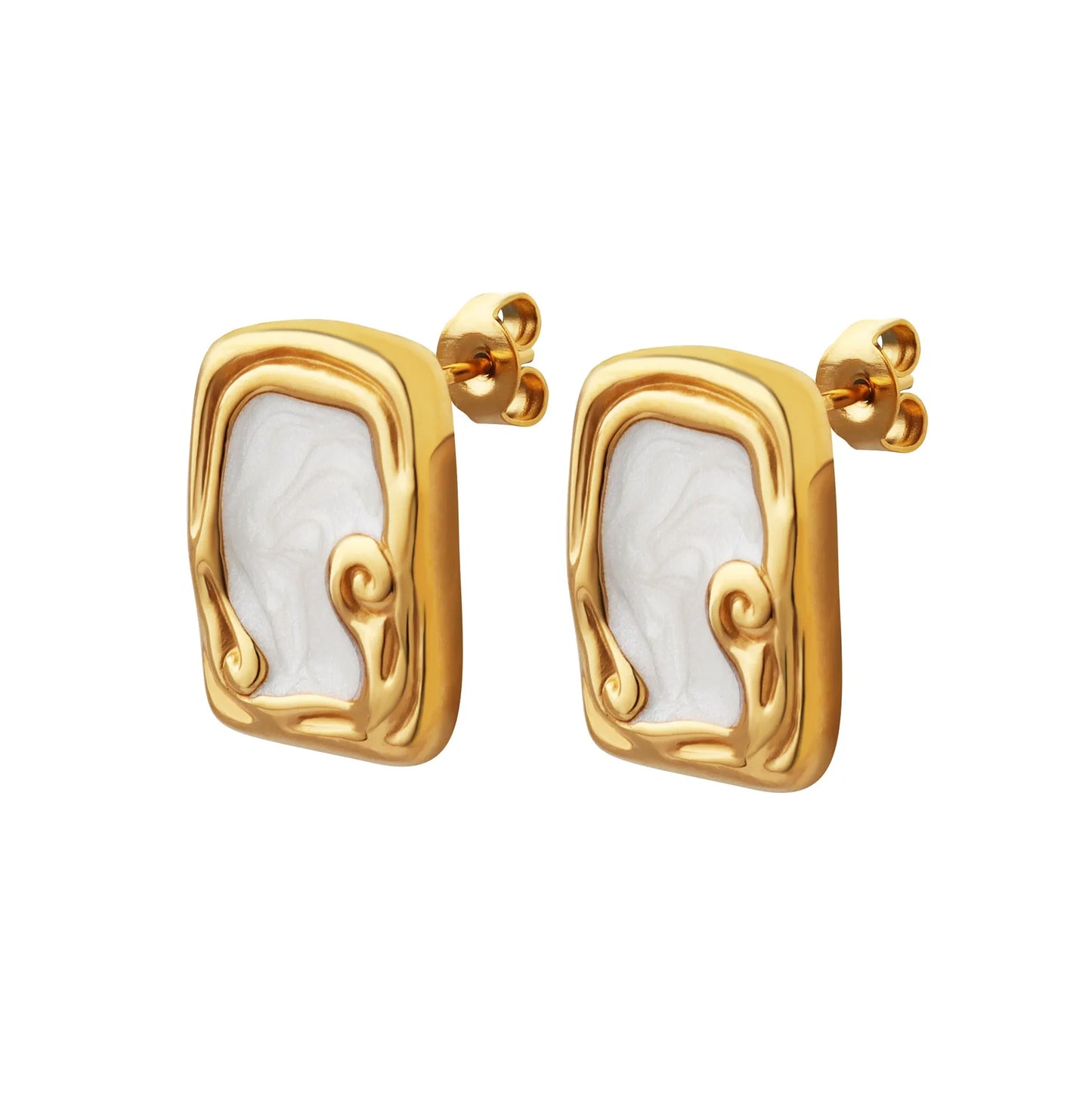 316L Stainless Steel French Enamel Square Stud Earrings - Image 5