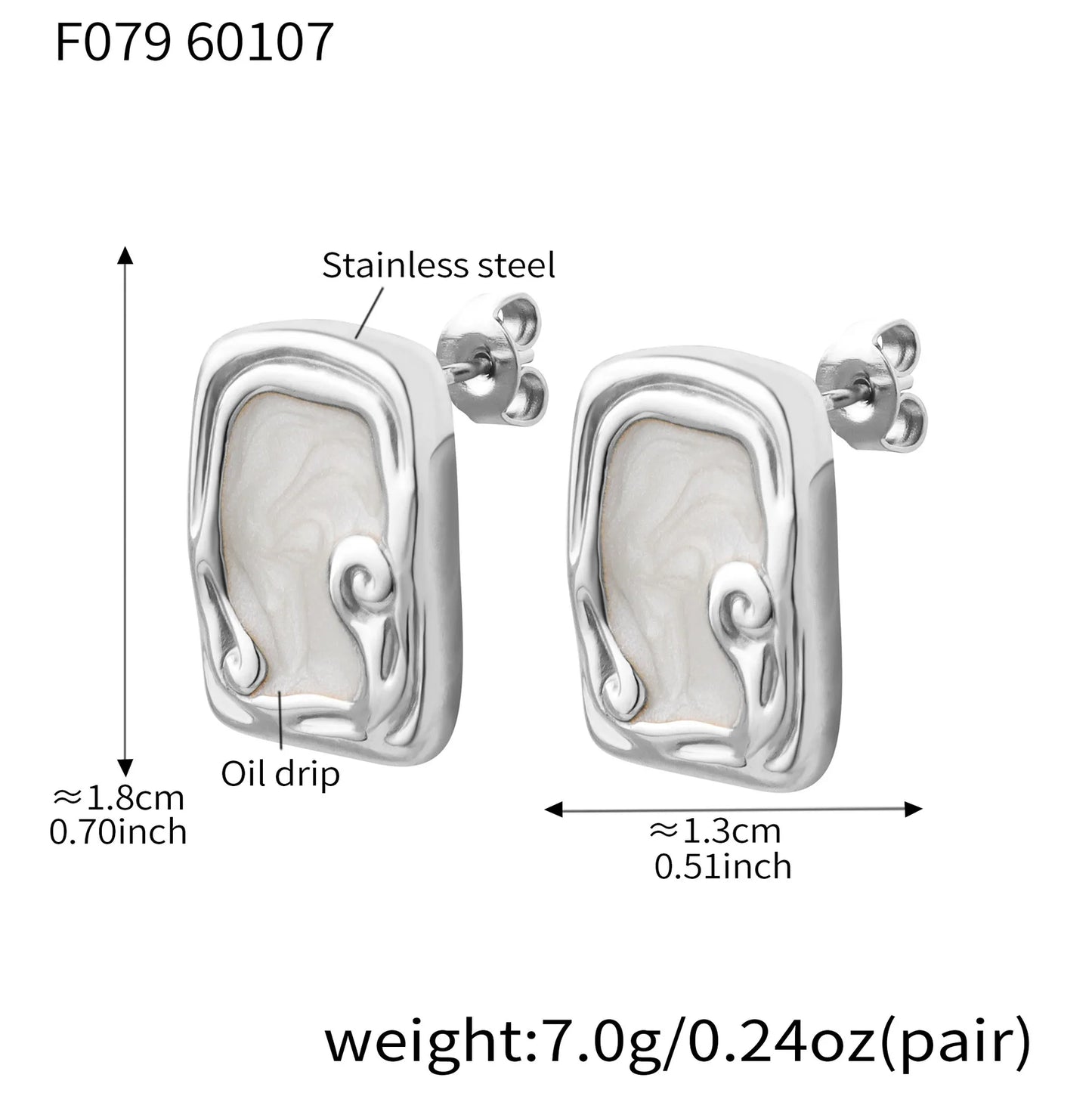 316L Stainless Steel French Enamel Square Stud Earrings - Image 6