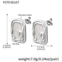 316L Stainless Steel French Enamel Square Stud Earrings - Image 6