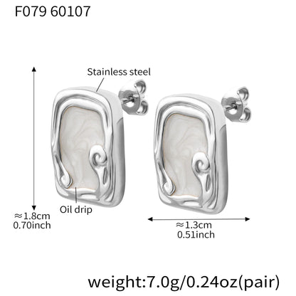 316L Stainless Steel French Enamel Square Stud Earrings - Image 6