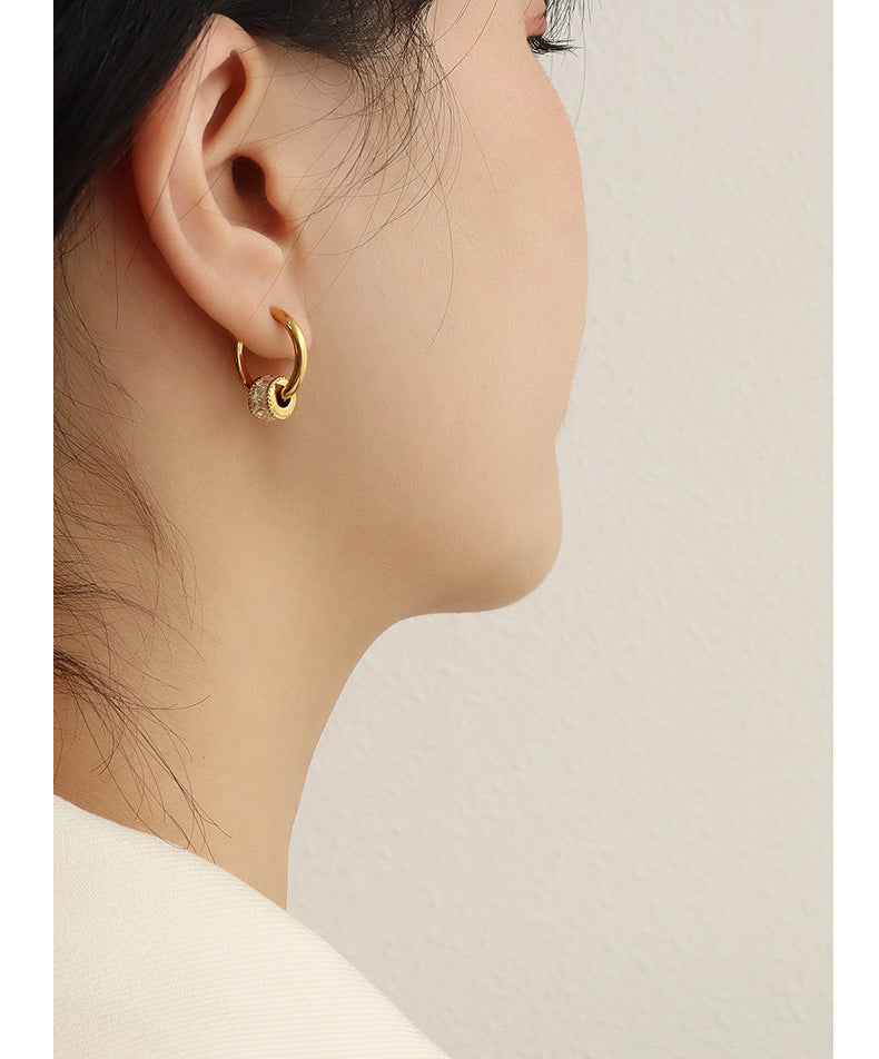 316L Stainless Steel French Geometric Diamond Necklace & Earring Set - Image 2