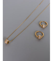 316L Stainless Steel French Geometric Diamond Necklace & Earring Set - Image 5