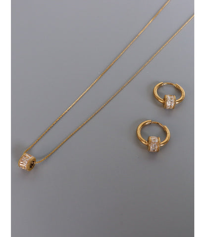 316L Stainless Steel French Geometric Diamond Necklace & Earring Set - Image 5