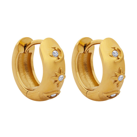 316L Stainless Steel French-inspired Minimalist Design Zircon Studded Vintage Earrings - Image 4