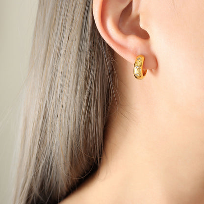 316L Stainless Steel French-inspired Minimalist Design Zircon Studded Vintage Earrings - Image 5