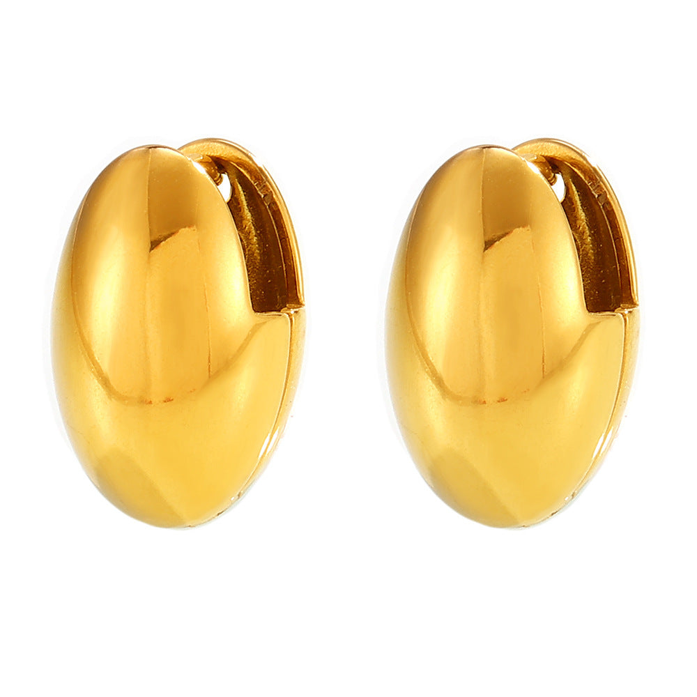 316L Stainless Steel French Style Polished Oval Hoop Earrings - Image 4