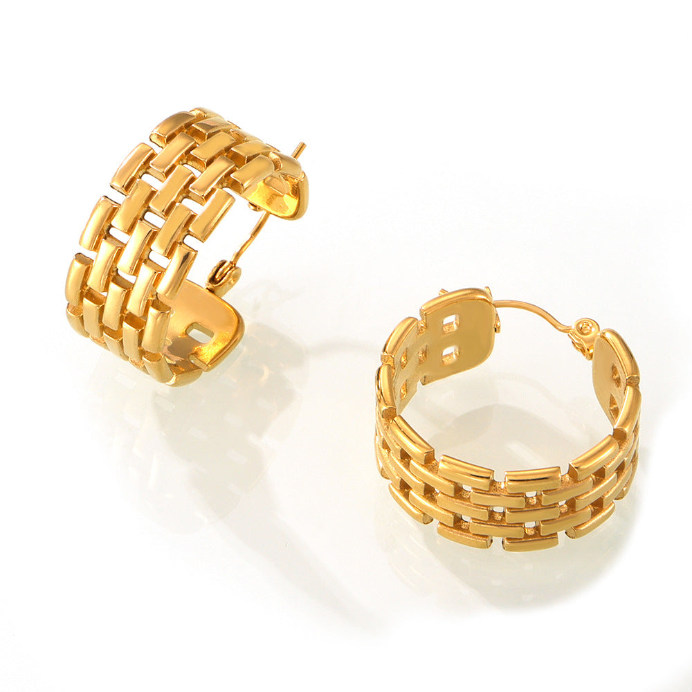 316L Stainless Steel French Vintage Multi-Layer U-Shape Chain Earrings - Image 1