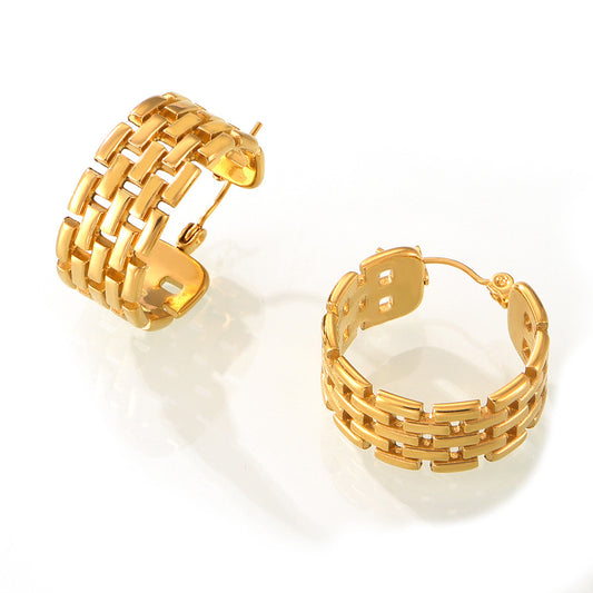 316L Stainless Steel French Vintage Multi-Layer U-Shape Chain Earrings - Image 1