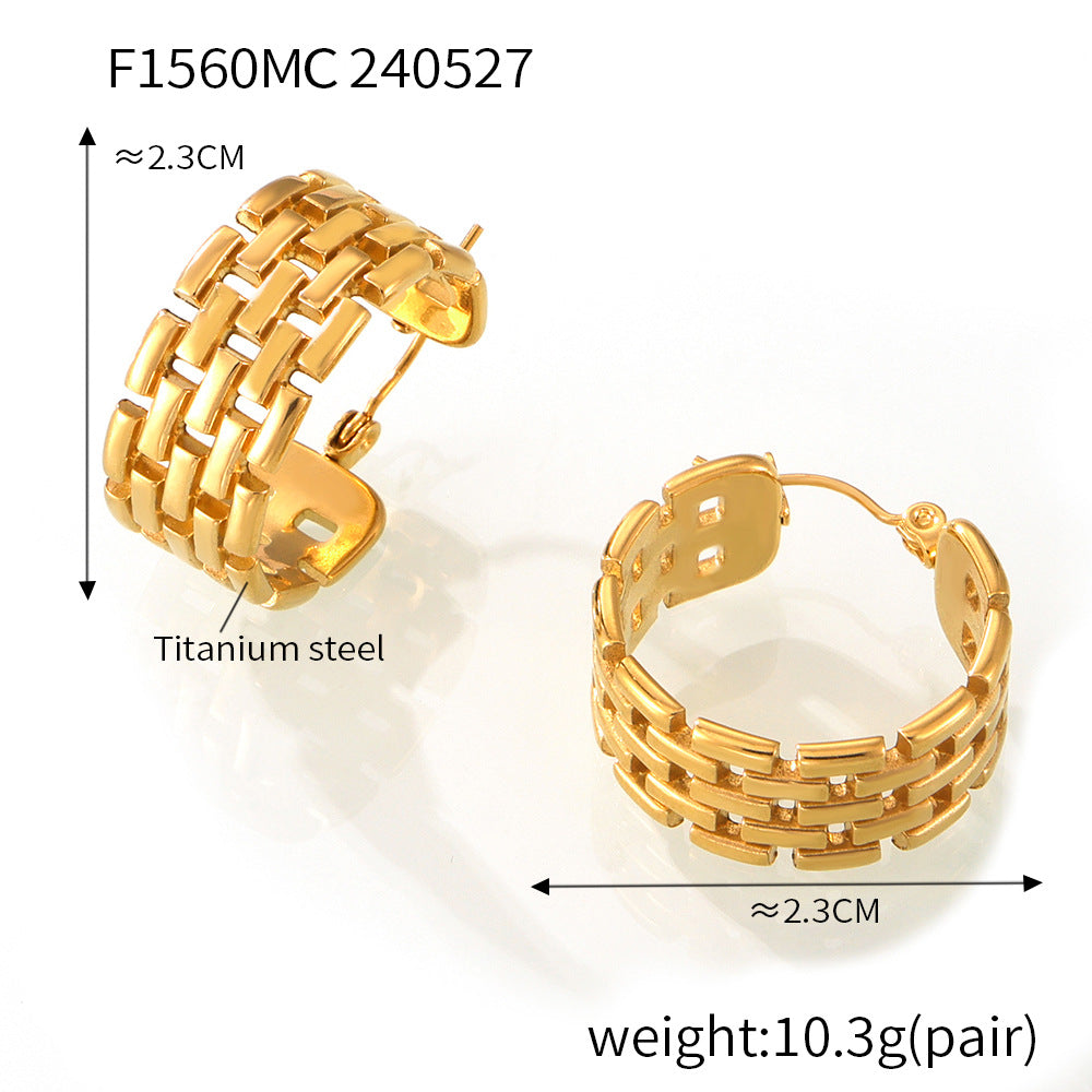 316L Stainless Steel French Vintage Multi-Layer U-Shape Chain Earrings - Image 3