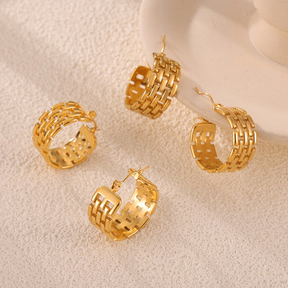 316L Stainless Steel French Vintage Multi-Layer U-Shape Chain Earrings - Image 5