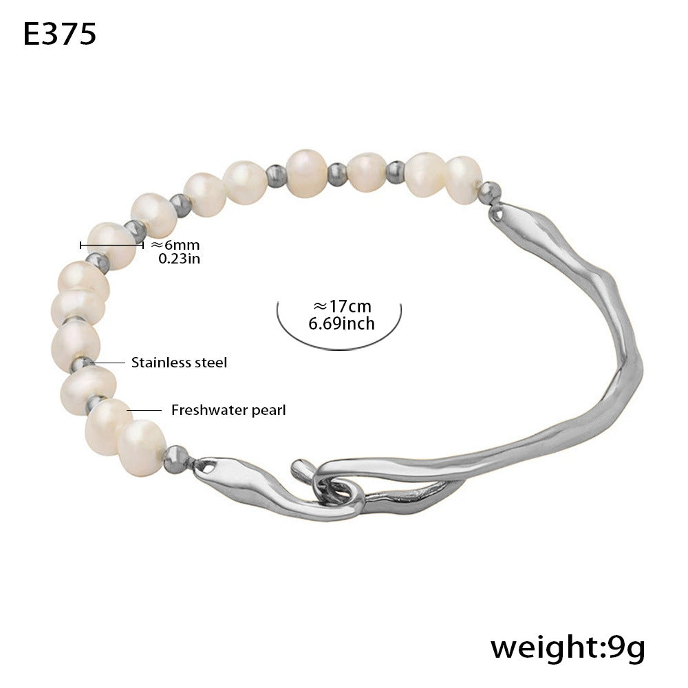 316L Stainless Steel Freshwater Pearl Geometric Vintage Bracelet collection, wholesale waterproof jewelry