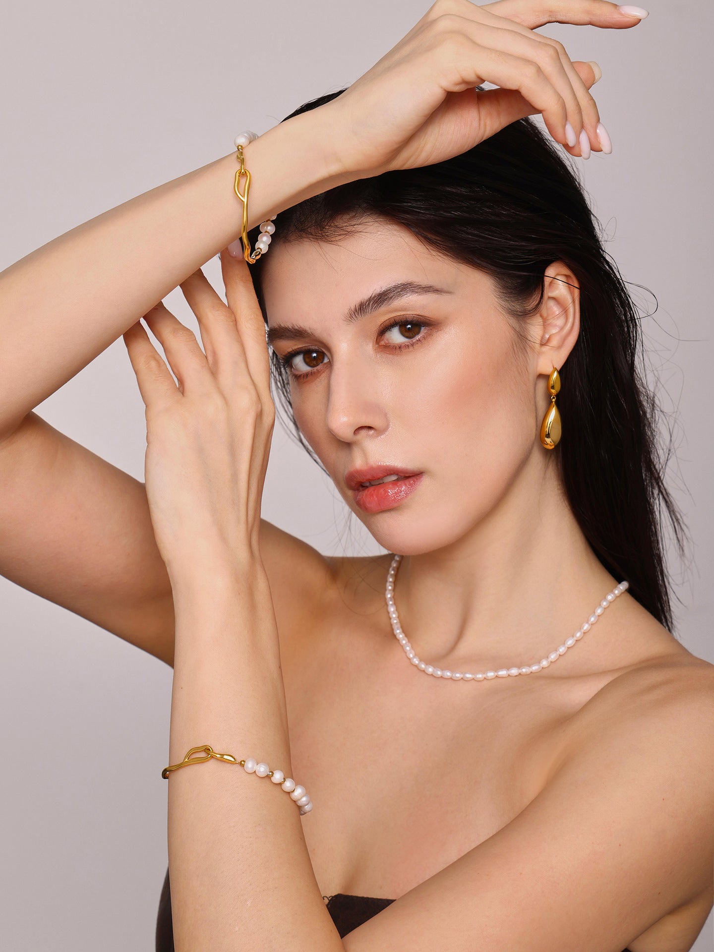 316L Stainless Steel Freshwater Pearl Geometric Vintage Bracelet - Image 3