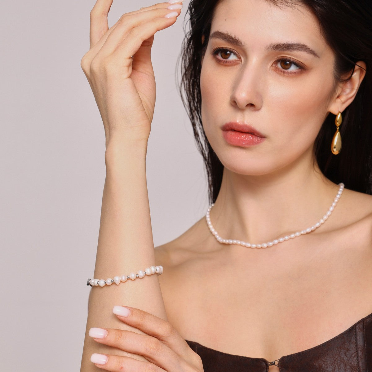 316L Stainless Steel Freshwater Pearl Geometric Vintage Bracelet - Image 6