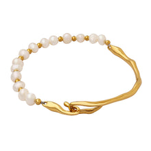 316L Stainless Steel Freshwater Pearl Geometric Vintage Bracelet, 18K gold PVD waterproof wholesale jewelry