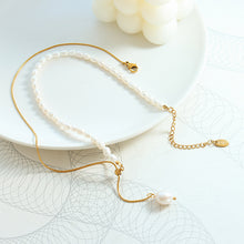 316L Stainless Steel Freshwater Pearl Snake Chain Necklace - Image 1