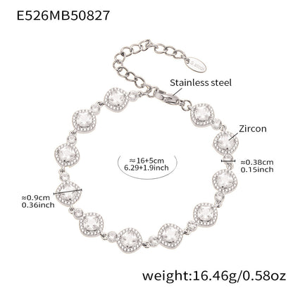 316L Stainless Steel Full Zircon Fishbone Bamboo Link Beaded Bracelet - Image 7