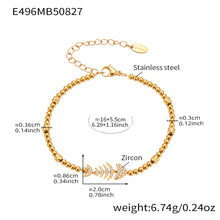 316L Stainless Steel Full Zircon Fishbone Bamboo Link Beaded Bracelet - Image 9