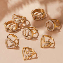 316L Stainless Steel Full Zircon Heart & Circle Open Ring - Image 10