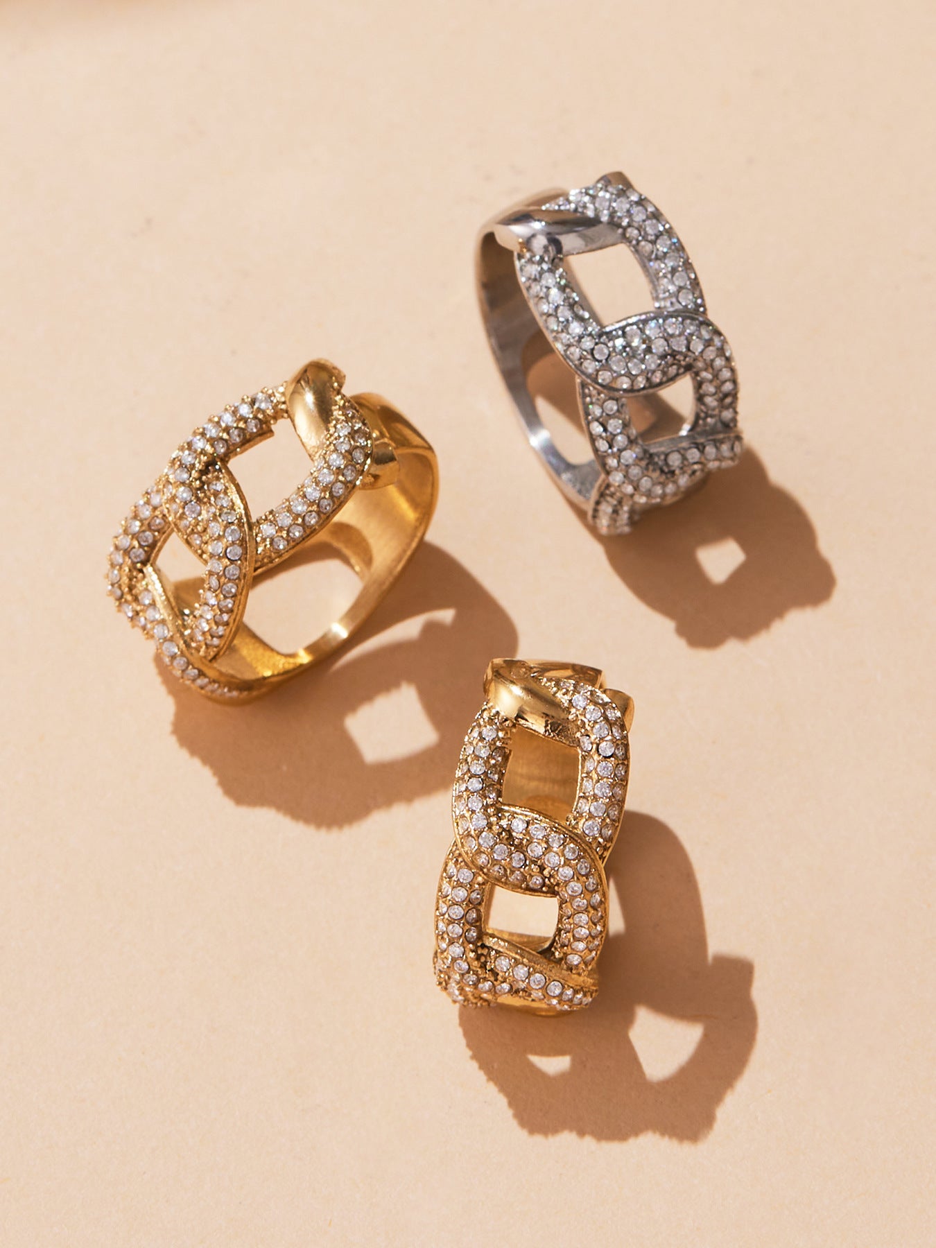 316L Stainless Steel Full Zircon Heart & Circle Open Ring - Image 4