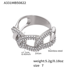 316L Stainless Steel Full Zircon Heart & Circle Open Ring - Image 5