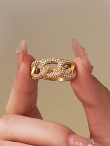 316L Stainless Steel Full Zircon Heart & Circle Open Ring - Image 7