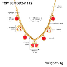316L Stainless Steel Garnet Enamel Christmas Charm Jewelry Set - Image 5