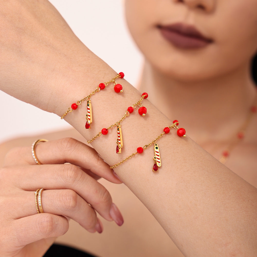 316L Stainless Steel Garnet Multi-Element Asymmetric Jewelry Set - Image 4