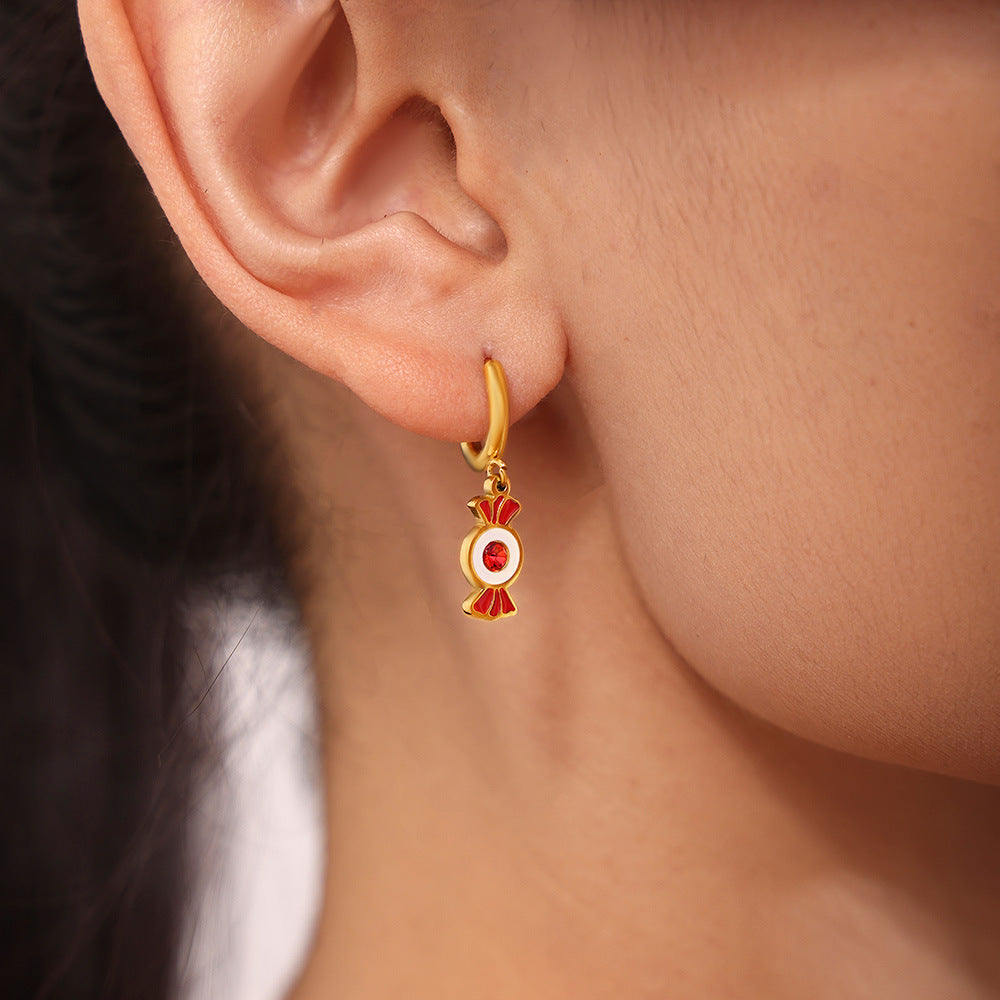 316L Stainless Steel Garnet Multi-Element Asymmetric Jewelry Set - Image 5