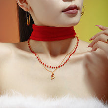 316L Stainless Steel Garnet Zircon Christmas Hat Pendant Layered Necklace & Bracelet Set - Image 4