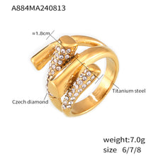 316L stainless steel geometric crisscross CZ ring with gold finish for wholesale jewelry
