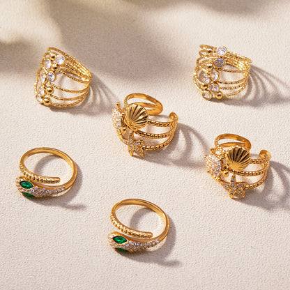 316L Stainless Steel Geometric Cutout Zirconia Stacking Ring - Image 1