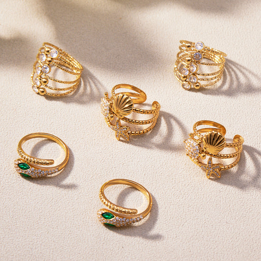 316L Stainless Steel Geometric Cutout Zirconia Stacking Ring - Image 1