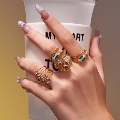 316L Stainless Steel Geometric Cutout Zirconia Stacking Ring - Image 11