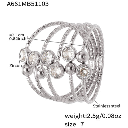 316L Stainless Steel Geometric Cutout Zirconia Stacking Ring - Image 2