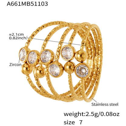 316L Stainless Steel Geometric Cutout Zirconia Stacking Ring - Image 3