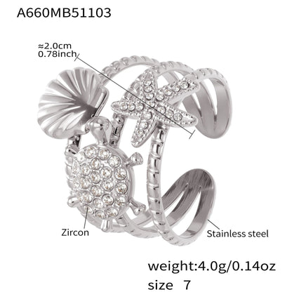 316L Stainless Steel Geometric Cutout Zirconia Stacking Ring - Image 4