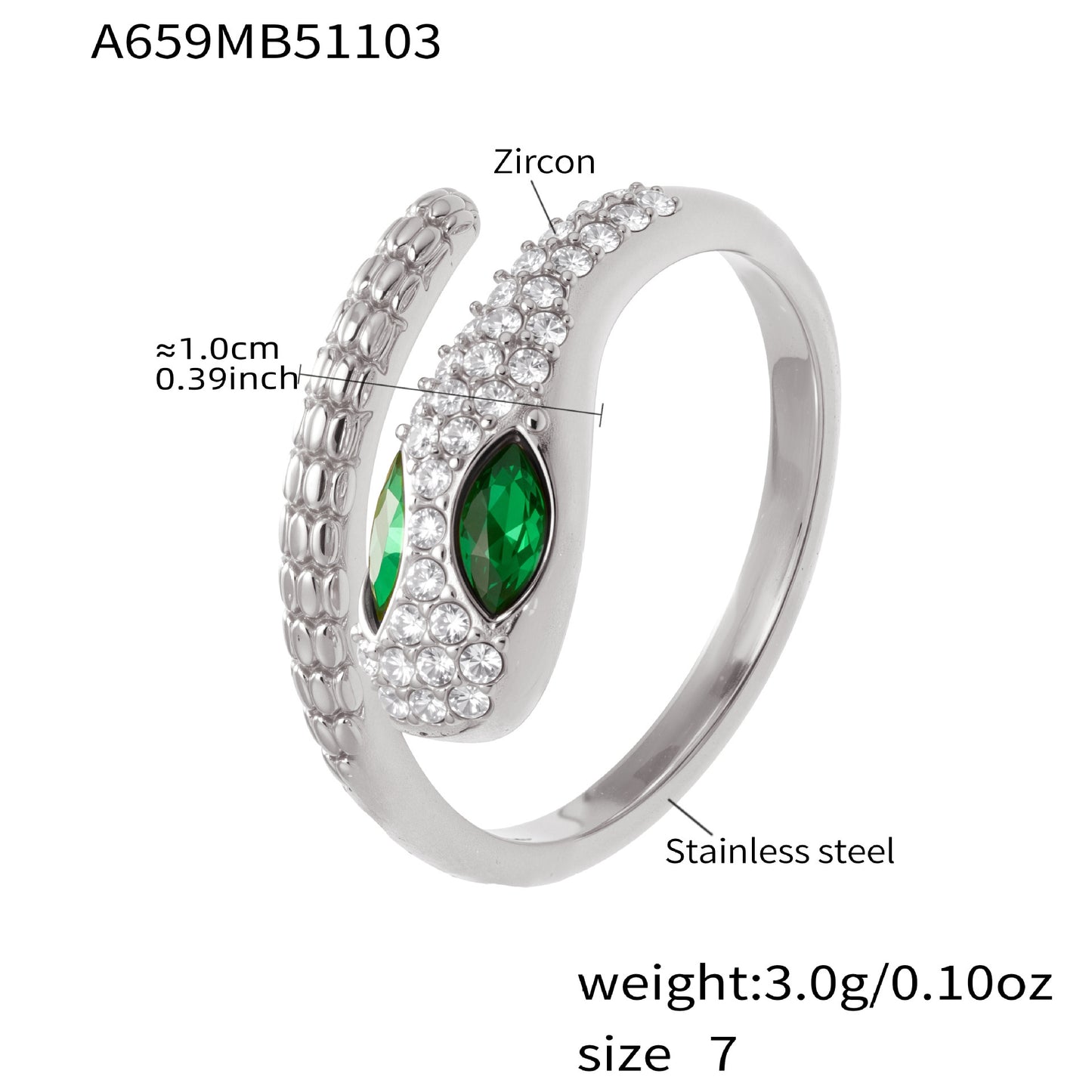316L Stainless Steel Geometric Cutout Zirconia Stacking Ring - Image 7