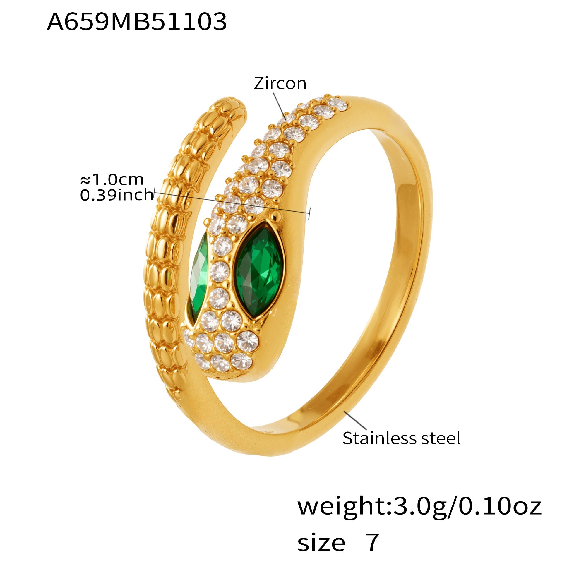 316L Stainless Steel Geometric Cutout Zirconia Stacking Ring - Image 8