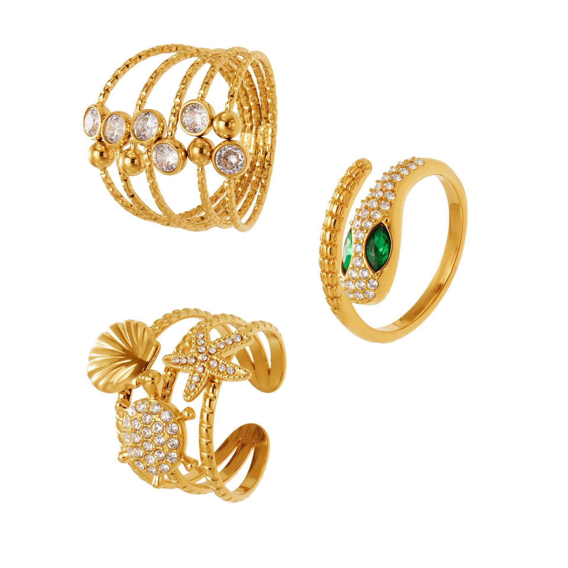 316L Stainless Steel Geometric Cutout Zirconia Stacking Ring - Image 9