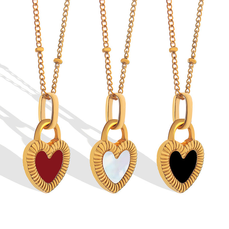 316L Stainless Steel Geometric Double-Sided Heart Pendant Necklace - Image 2