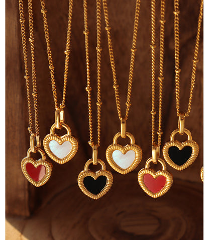 316L Stainless Steel Geometric Double-Sided Heart Pendant Necklace - Image 5