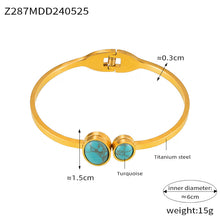316L Stainless Steel Geometric Enamel Stone Cuff - Image 2