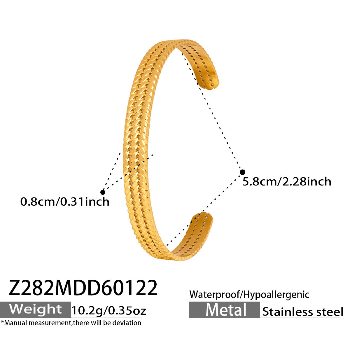 316L Stainless Steel Geometric Hollow Stacking Open Bracelet Set - Image 10