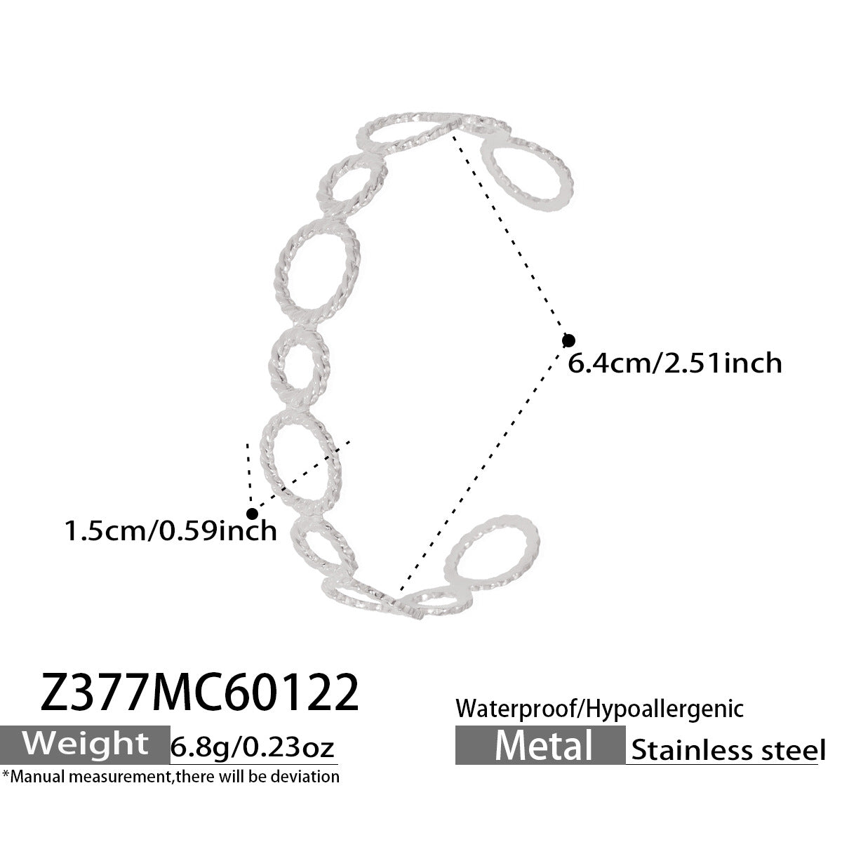 316L Stainless Steel Geometric Hollow Stacking Open Bracelet Set - Image 12