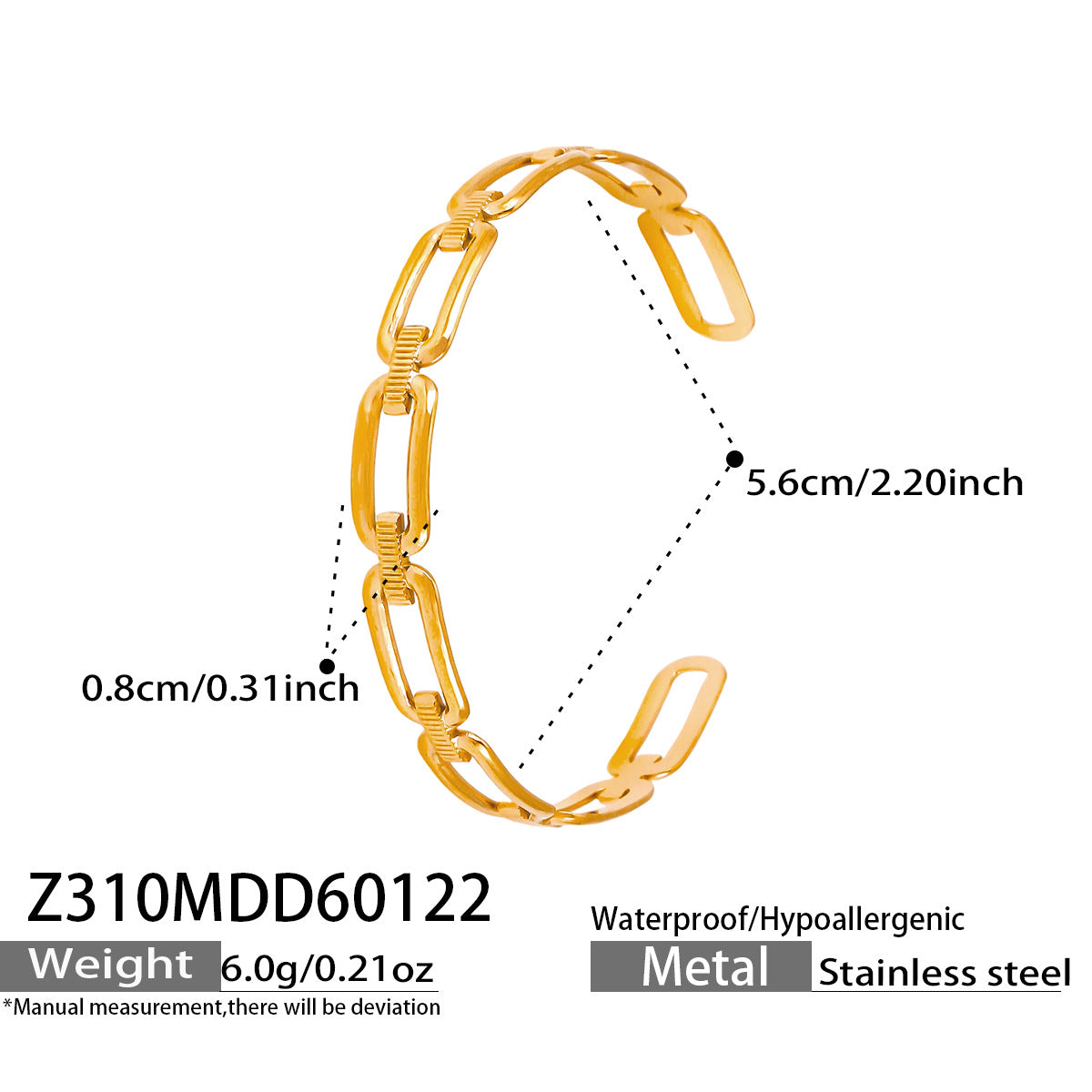 316L Stainless Steel Geometric Hollow Stacking Open Bracelet Set - Image 14